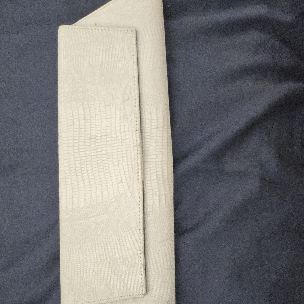 Kenneth Cole Cream Lizard-Embossed Clutch
